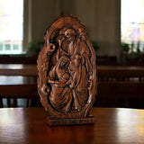Natural Beechwood Nativity Scene Wooden Carved Plaque Tabletop Arrangement