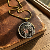 Vintage 3D Enamel Crown of Thorns Jesus Face Medallion Stainless Steel Necklace - craftsmanship detail