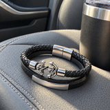 Anchor of Hope Double-Wrap Braided Leather Bracelet