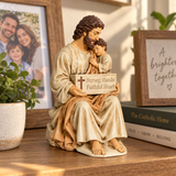 Saint Joseph & Child Jesus Resin Figurine – Strong Hands, Faithful Heart Christian Home Decor