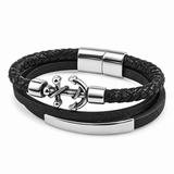 Anchor of Hope Double-Wrap Braided Leather Bracelet