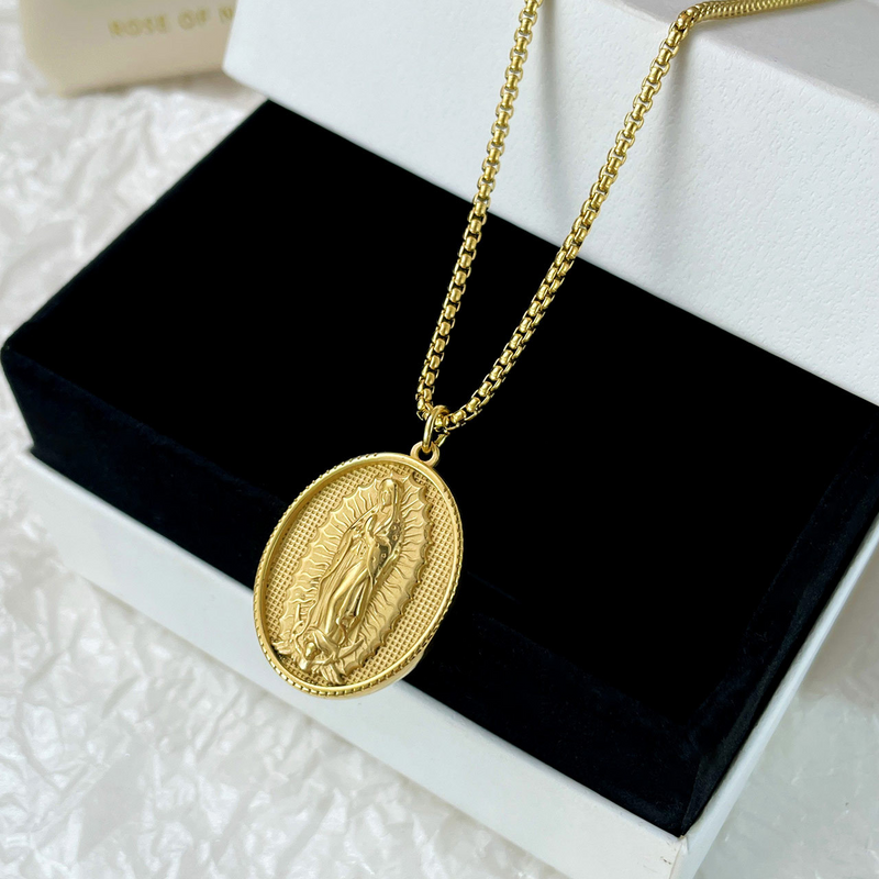 18K Gold Virgin Mary of Guadalupe Necklace