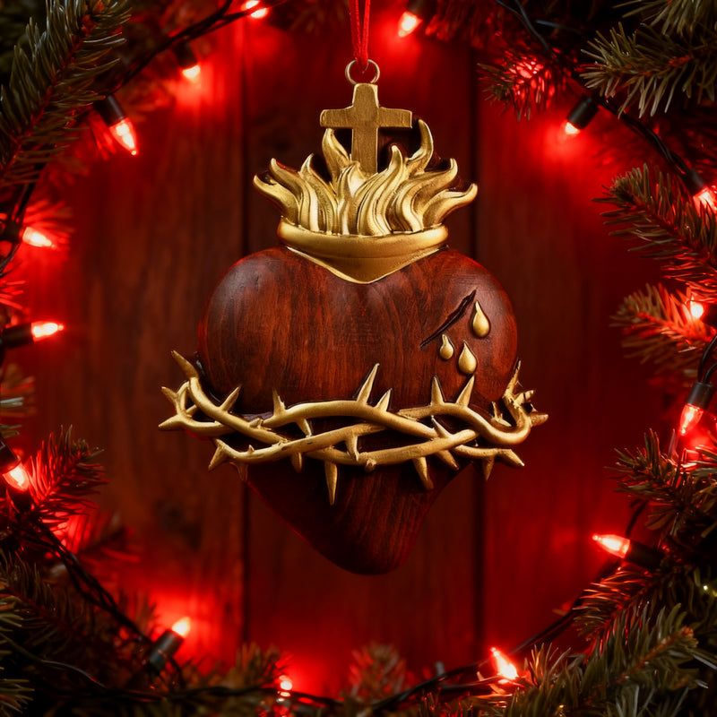 Holy Family Three Sacred Hearts Wooden Wall Decoration