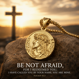 3D Embossed Jesus Christ Serenity Prayer Coin Pendant Necklace