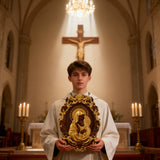 Mother Mary with Baby Jesus Wood Carving Decor