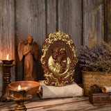 Bgcopper Holy family Nativity Wood Carving Gift Religious Family Wall Decor