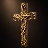 Hand-Carved Beechwood Crown of Thorns Wall Cross