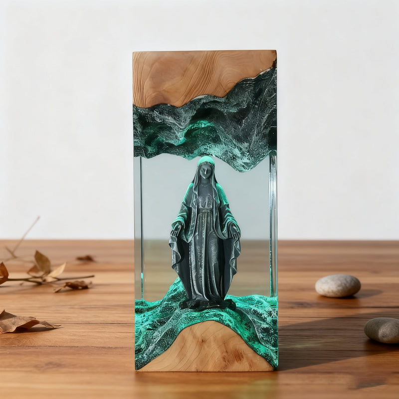 Virgin Mary Resin & Wood Night Light Ornament (Plug-in Version)