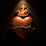 Holy Family Three Sacred Hearts Wooden Wall Decoration