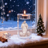 Jesus Crystal Engraved Candle Holder: Light & Faith in One