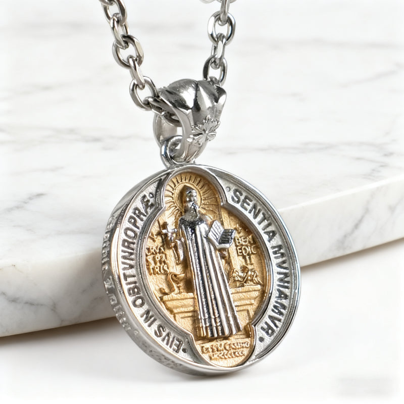 St. Benedict Home Blessing Titanium Steel Pendant