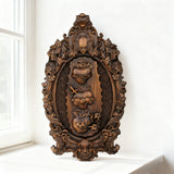 The Holy Family Sacred Hearts Triptych - Hand-Painted Wood Carving