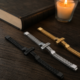 Men’s Stainless Steel Cross Chain Bracelet – Bold Christian Faith & Strength Jewelry
