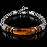 Faith Tiger Eye & Stainless Steel Men's Bracelet – Strength, Courage & Daily Reminder
