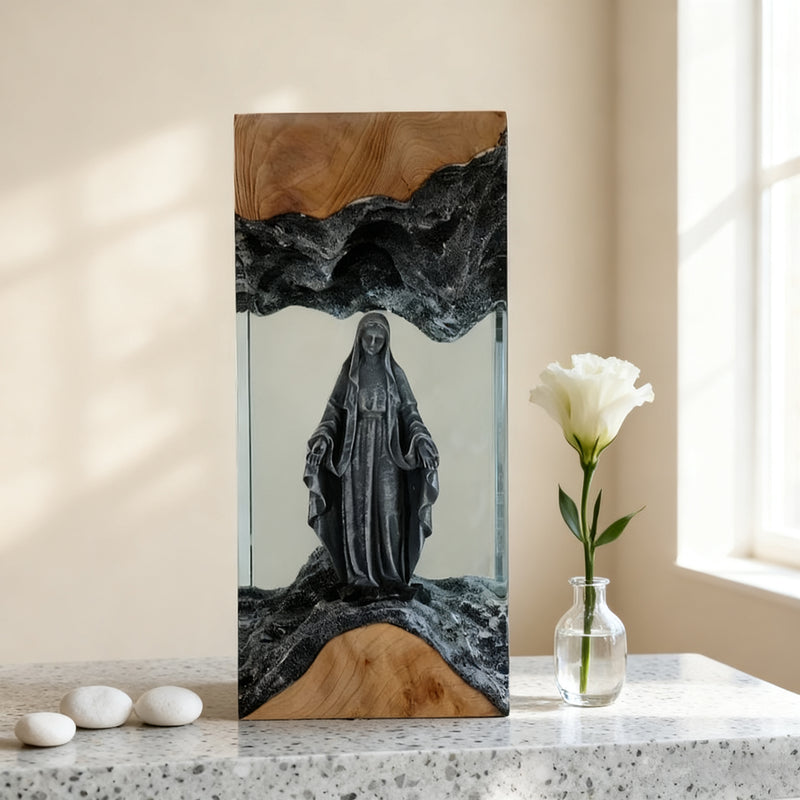 Virgin Mary Resin & Wood Night Light Ornament (Plug-in Version)