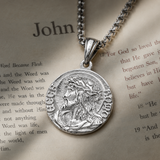 Jesus Thorn Crown Coin Necklace, 316L Titanium Steel Men Pendant