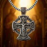 Double Sided 925 Sterling Silver Religious Pendant - Crucifixion of Christ & St. Michael Medal - Choose from 5 Chain Styles - Free Polishing Cloth