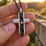 Modern Carbon Fiber Cross Necklace – A Bold Symbol of Faith & Strength
