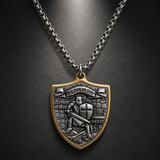 Two-Tone Armor of God Crusader Knight Protection Shield Stainless Steel Necklace