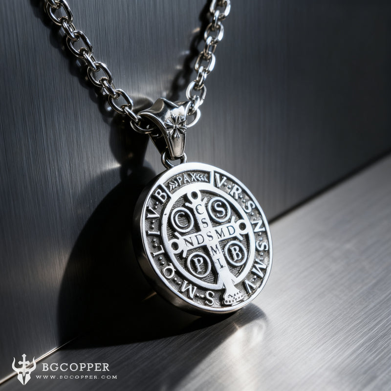 St. Benedict Home Blessing Titanium Steel Pendant
