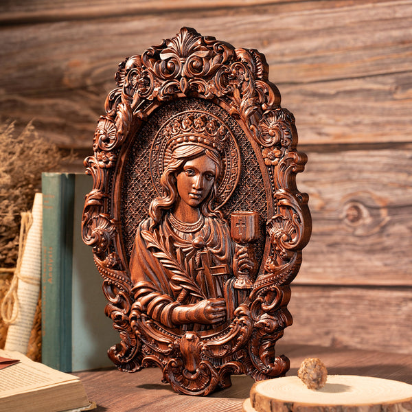 St. Barbara, patron saint of artillery, wood sculpture