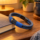 Blue Braided Leather Cross Bracelet – A Daily Reminder of Faith