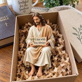 I Am with You Always Seated Jesus Figurine – Christian Faith Reminder Decor