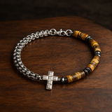 Men's Tiger Eye Cross Bracelet