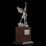 Archangel Michael 6" Resin Statue with Solid Wood Base – Christian Protection & Victory Decor