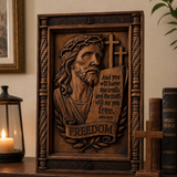 John 8:32 Hand-Carved Beechwood Christian Wall Plaque – The Truth Shall Set You Free