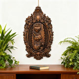 The Holy Family Sacred Hearts Triptych - Hand-Painted Wood Carving