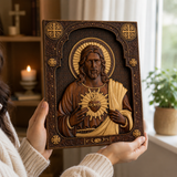 Unser Herr Jesus Heiliges Herz Holz Schnitzerei - Christlich-katholisches personalisiertes Schnitzgeschenk
