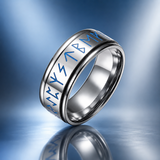 Glow In The Dark Viking Elder Futhark Rune Rotatable Spinner Stainless Steel Anxiety Relief Ring