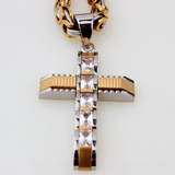 Regal Byzantine Chain Baguette Zircon Cross Pendant Necklace
