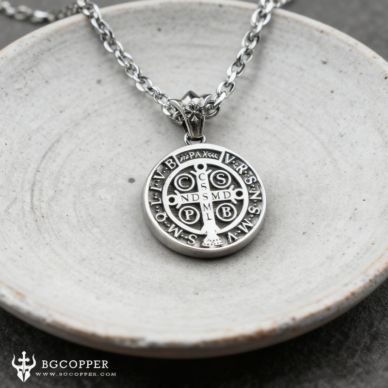 St. Benedict Home Blessing Titanium Steel Pendant