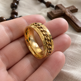 Men’s Faith Spinner Chain Ring – 8mm Titanium Steel Rotating Christian Band