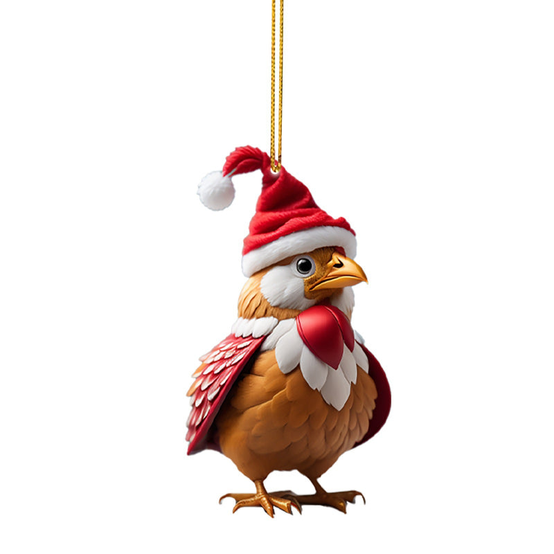 Creative Cute Animal Chicken Christmas Hanging Christmas Birds Car Hanging Home Christmas Tree Decorations