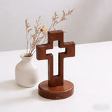 Hollow Wooden Cross Tabletop Decor | Christian Home Accent