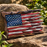 Hand-Carved Solid Wood American Flag Wall Art – Rustic Patriotic Home Decor & Veteran Gift