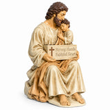 Saint Joseph & Child Jesus Resin Figurine – Strong Hands, Faithful Heart Christian Home Decor