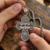 S925 Sterling Silver Jesus Crown of Thorns Cross Pendant Necklace – Christian Faith Jewelry for Men