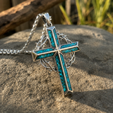 "By His Wounds We Are Healed" - Handcrafted Turquoise Crown of Thorns Cross - A Daily Symbol of Hope & Protection