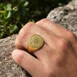 Vintage Titanium Seven Archangel Signet Ring - Amulet Against Evil Eyes, Curses, Spells