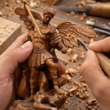 Boxwood Archangel Michael Carving: A Christmas Gift of Divine Protection