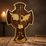 Archangel Michael Solid wood carving gift - Hand carved from a whole piece of wood