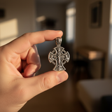 Double-sided S925k silver pendant depicting the Passion of Christ and St. George slaying the dragon.