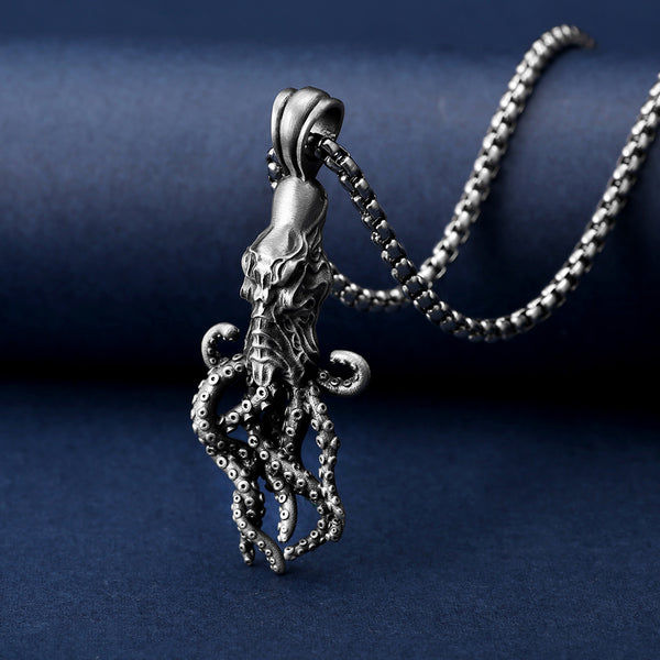 Pure Tin Shield Octopus Necklace