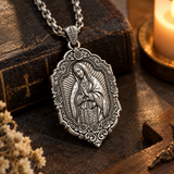 S925 Sterling Silver Our Lady of Guadalupe Prayer Pendant Necklace – Catholic Virgin Mary Medal