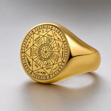 Vintage Titanium Seven Archangel Signet Ring - Amulet Against Evil Eyes, Curses, Spells