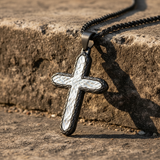 Textured Two-Tone Cross Necklace – Faith, Resilience & Rugged Elegance